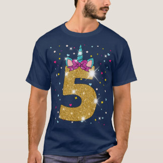 Unicorn 5th Birthday Girl Five 5 Years Old T-Shirt