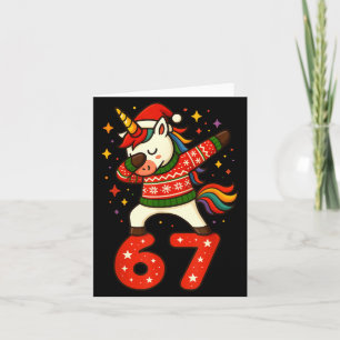 Unicorn 67 Meme Six Seven Funny Christmas  Card