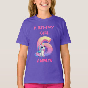 Unicorn 6th Birthday Girl T-Shirt – Custom Name