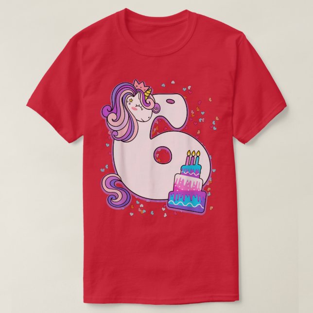 Unicorn 6th Birthday  Girls 6 Year Old Sith Birthd T-Shirt (Design Front)