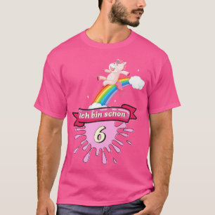 Unicorn 6th Birthday Tshirt For Kids Girls