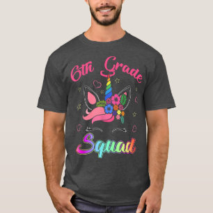 Unicorn 6th Grade Squad Teacher Student Team Back  T-Shirt