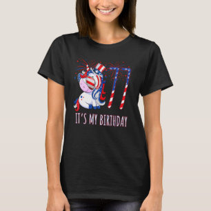 Unicorn 77th Birthday 4th Of July New Year 77 Year T-Shirt
