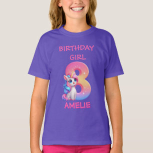 Unicorn 8th Birthday Girl T-Shirt – Custom Name