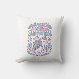 Unicorn Adventure Horn Activated Cute Pastel Graph Cushion