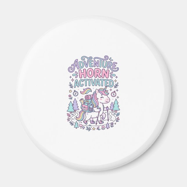 Unicorn Adventure Horn Activated Cute Pastel Graph Magnet (Front)