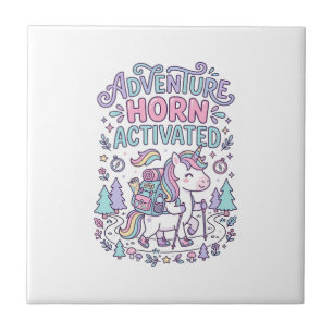 Unicorn Adventure Horn Activated Cute Pastel Graph Tile