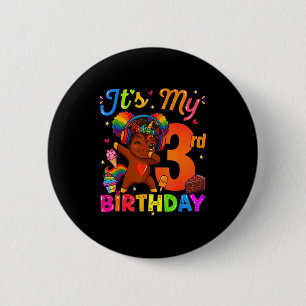 Unicorn Afro 3rd Birthday Girl Natural Hair Afro A 6 Cm Round Badge