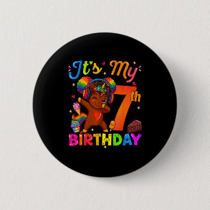 Unicorn Afro 7th Birthday Girl Natural Hair Afro A 6 Cm Round Badge