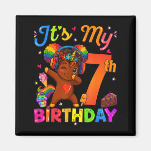 Unicorn Afro 7th Birthday Girl Natural Hair Afro A Magnet