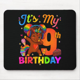 Unicorn Afro 9th Birthday Girl Natural Hair Afro A Mouse Pad