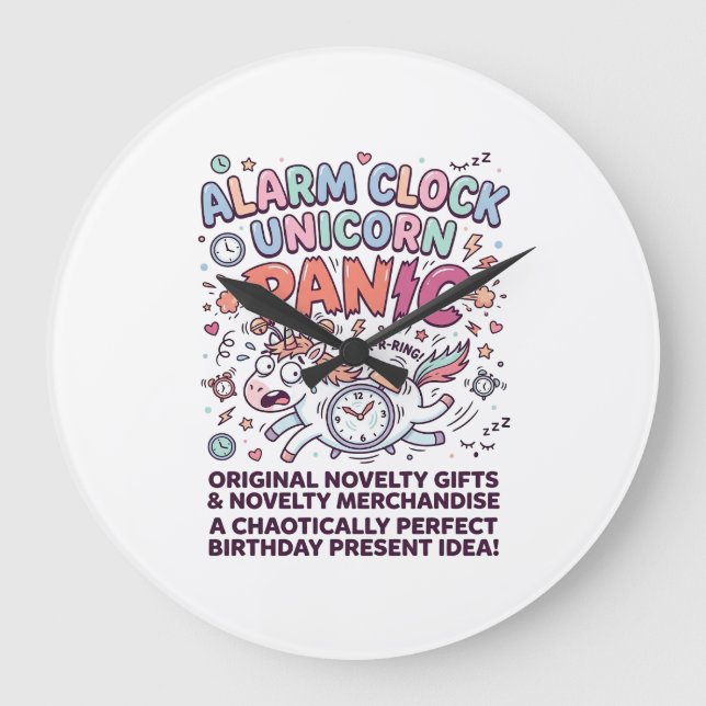 Unicorn Alarm Clock Unicorn Panic Bold Typography  (Front)
