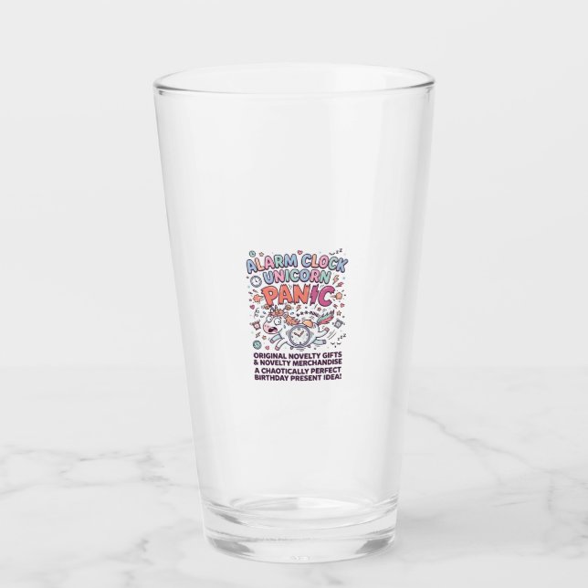 Unicorn Alarm Clock Unicorn Panic Bold Typography  Glass (Front)