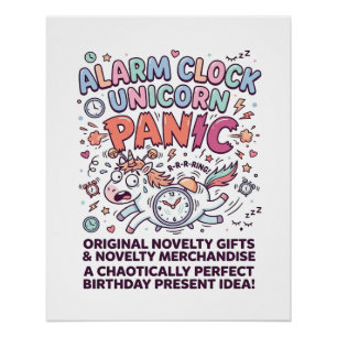 Unicorn Alarm Clock Unicorn Panic Bold Typography Poster