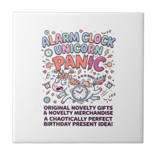 Unicorn Alarm Clock Unicorn Panic Bold Typography  Tile