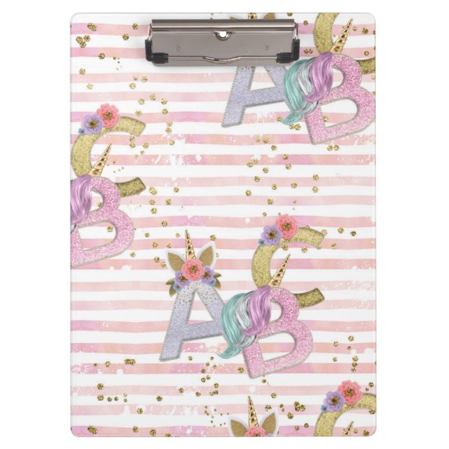 Unicorn Alphabet Pattern Clipboard (Front)