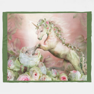 Unicorn And A Rose Art Fleece Blanket