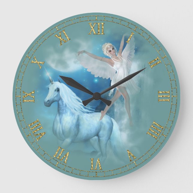 Unicorn and  Angel  Vignette Wall Clock (Front)
