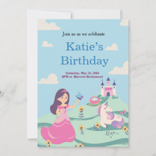 Unicorn and Beautiful Girl Card