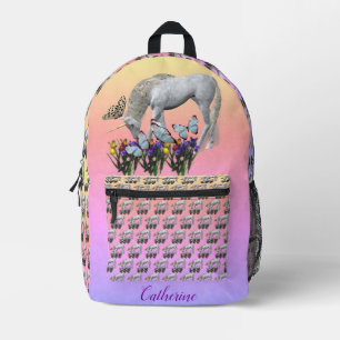 Unicorn And Butterflies Animal Personalised Printed Backpack