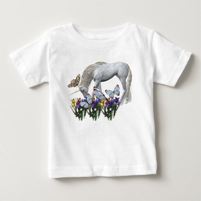 Unicorn And Butterflies Baby T-Shirt (Front)