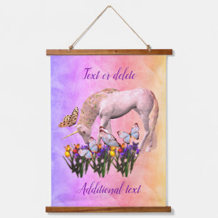 Unicorn And Butterflies Fantasy Personalised Hanging Tapestry