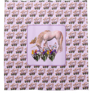 Unicorn And Butterflies Fantasy Shower Curtain