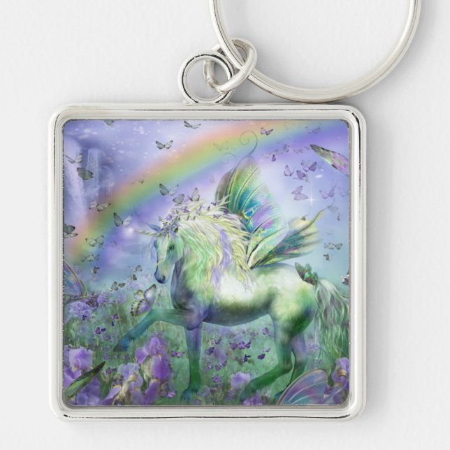 unicorn and butterflies key ring (Front)