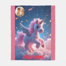 unicorn and castle in pink personalised and photo