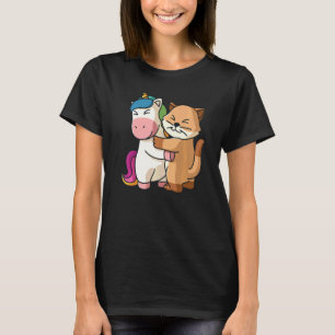 Unicorn And Cat Cute Animals For Women Animal Hugg T-Shirt