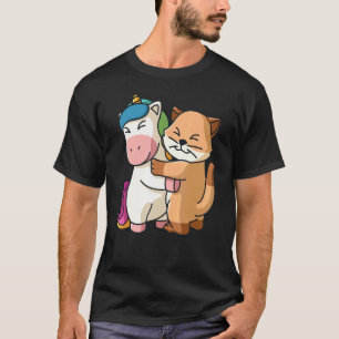 Unicorn And Cat Cute Animals For Women Animal Hugg T-Shirt