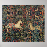 UNICORN AND DEER,FLOWERS,FOREST ANIMALS Floral Poster<br><div class="desc">Unicorn and stag in among flowers , rabbits and birds.
Digital collage by Bulgan Lumini © based on antique Flemish tapestries .</div>