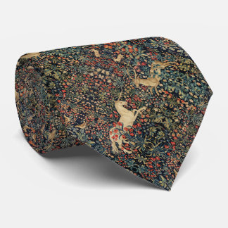 UNICORN AND DEER,FLOWERS,FOREST ANIMALS Floral Tie