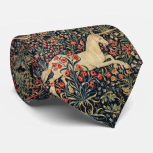 UNICORN AND DEER,FLOWERS, FOREST ANIMALS Floral Tie
