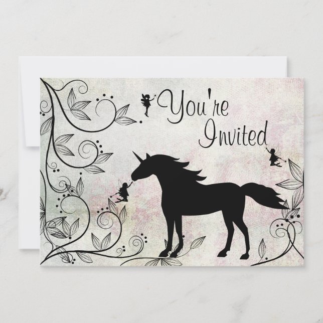Unicorn and Fairies Magical Birthday Invitation (Front)