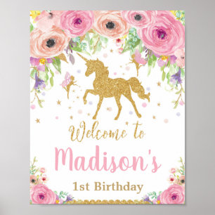 Unicorn and Fairy Birthday Party Welcome Sign