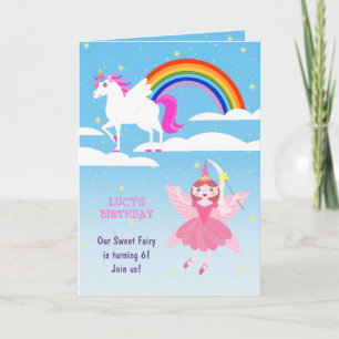 Unicorn and Fairy Magic Birthday Party Invitation