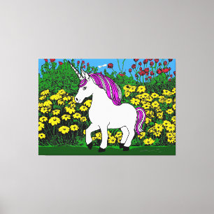 Unicorn and Flower Field Canvas Print