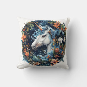 Unicorn and flowers fantasy design cushion