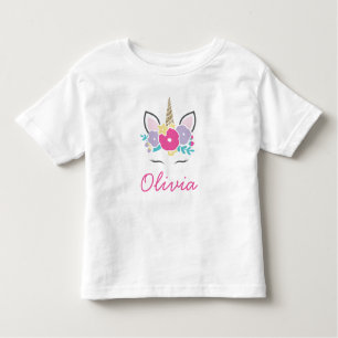 Unicorn and Flowers Personalised shirt glitter