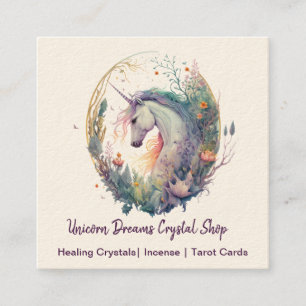 Unicorn and Flowers Square Business Card