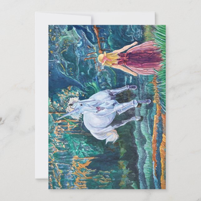 Unicorn and Girl Invitation (Front)