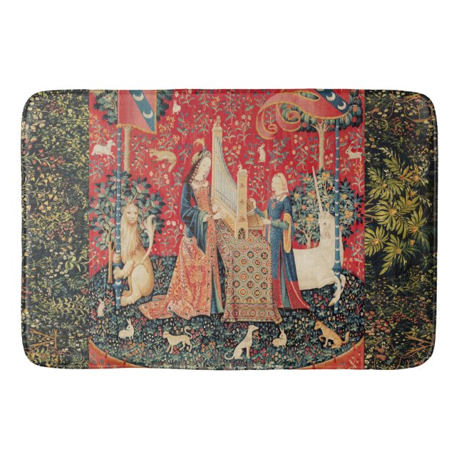 UNICORN AND LADY PLAYING ORGAN WITH ANIMALS BATH MAT (Front)