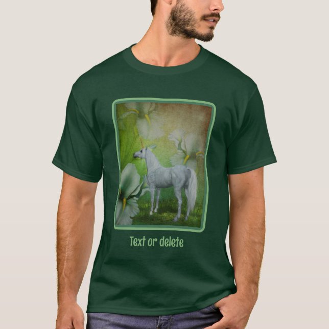 Unicorn And Lilies Fantasy Horse Art  T-Shirt (Front)