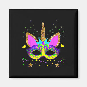 Unicorn And Mask Mardi Gras Girls Kids Toodlers Wo Magnet