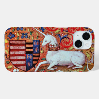 UNICORN AND MEDIEVAL FANTASY FLOWERS,FLORAL MOTIFS iPhone 15 CASE