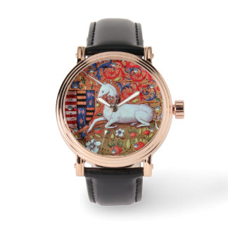 UNICORN AND MEDIEVAL FANTASY FLOWERS,FLORAL MOTIFS WATCH