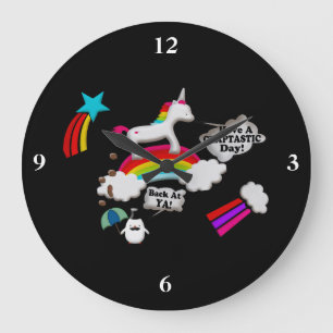 Unicorn And Penguin Craptastic Day Large Clock