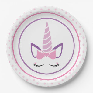 Unicorn and Polka Dots Paper Plate