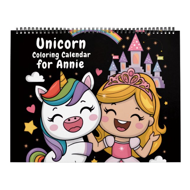 Unicorn and Princess Coloring Calendar (Cover)